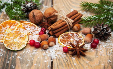 Spices and dried oranges
