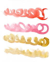 Spirales of different colors hand-painted watercolor