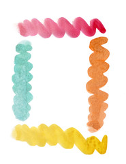Obraz premium Wavy lines of different colors, arranged in a frame hand-painted watercolor
