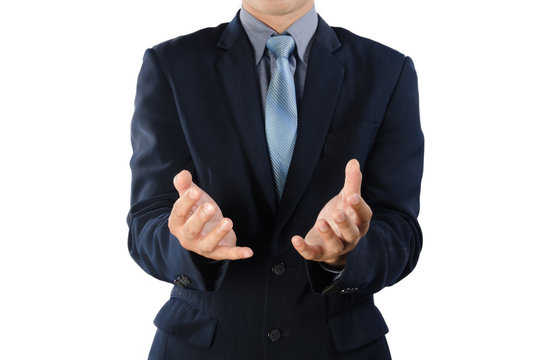 Business man pretend to holding something