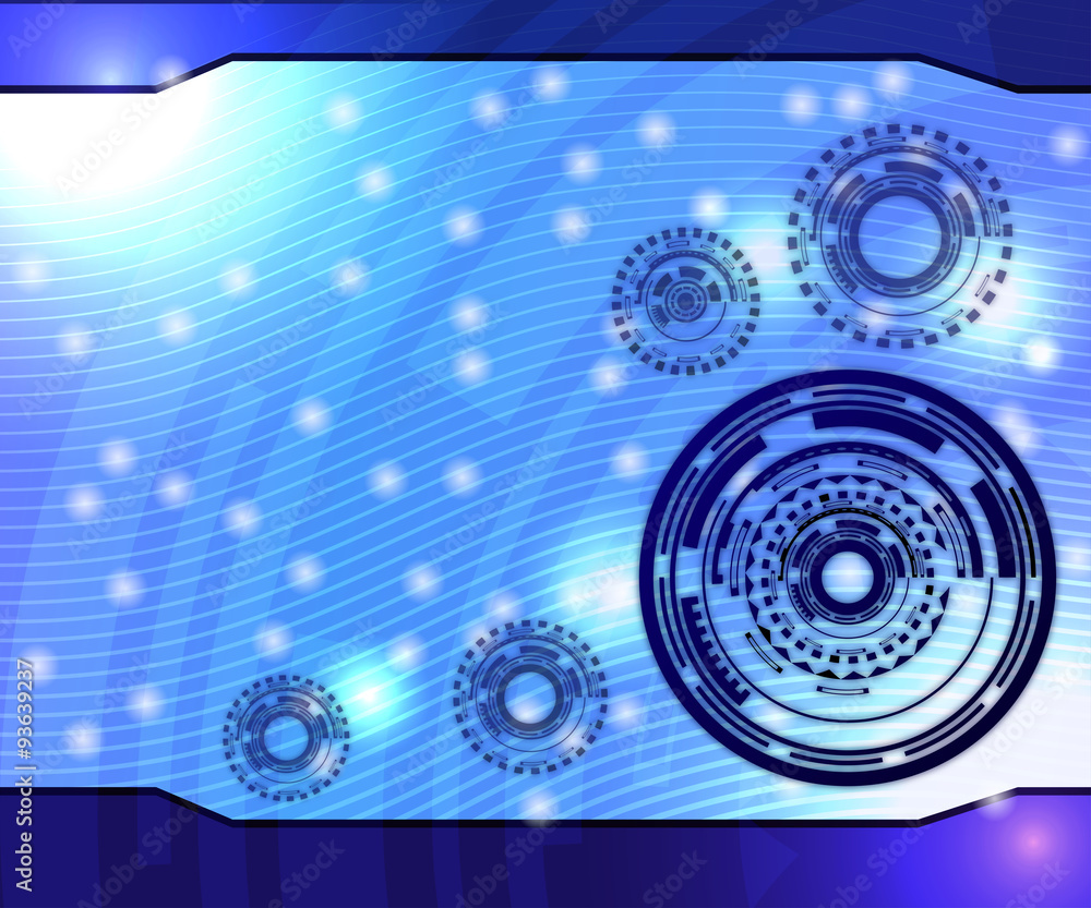 Poster abstract technology blue background with circular elements