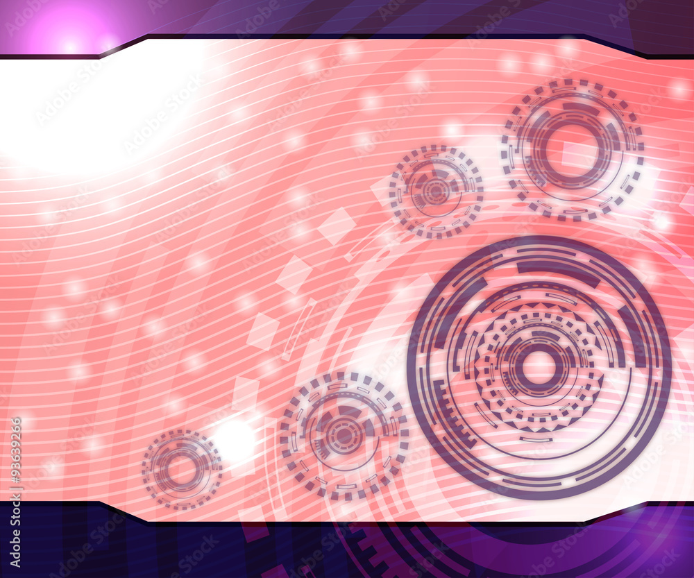 Poster abstract technology pink background with circular elements