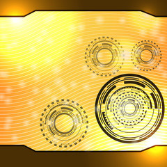 abstract technology yellow background with circular elements