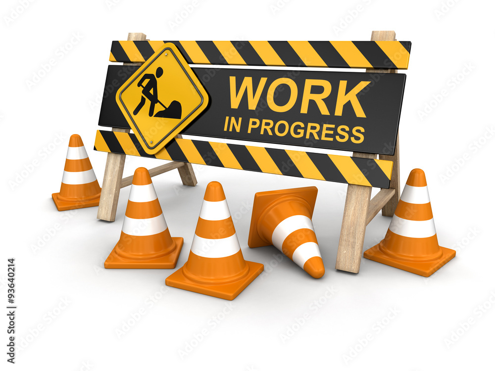 Poster work in progress sign. image with clipping path