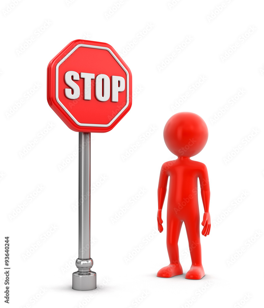 Poster man and exclamation point (clipping path included)