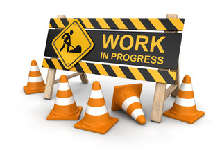 Work in progress sign. Image with clipping path - 93640214