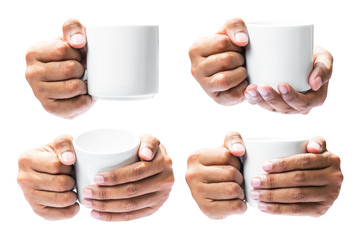 Hand hold on coffee cup