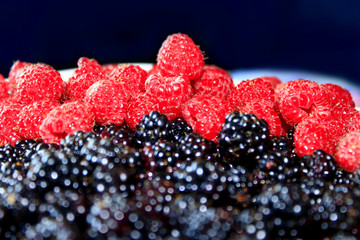 raspberry and blackberries