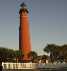 Red old lighthouse at the Ponce Inlet Florida