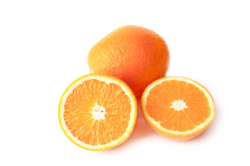 sliced orange isolated on white background