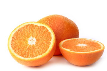 sliced orange isolated on white background