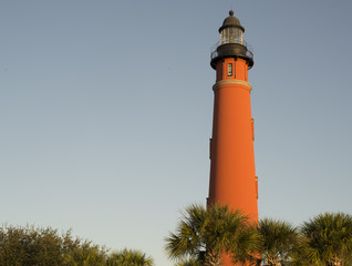 Red old lighthouse at the Ponce Inlet Florida
