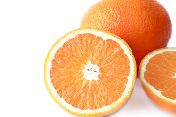 sliced orange isolated on white background