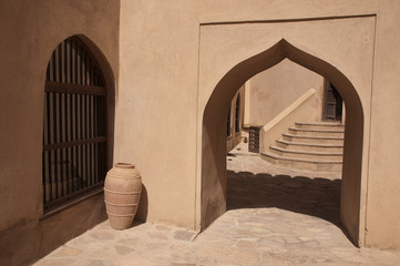 Doors of the arabic Nizwa Fort in Nizwa, Oman