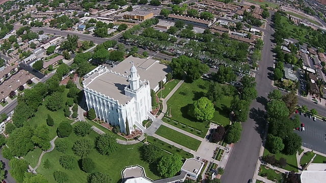 Aerial LDS Mormon Temple St George Utah HD