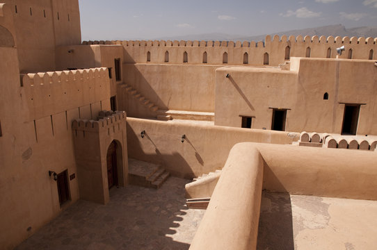 Interior of the arabic Nizwa Fort in Nizwa, Oman