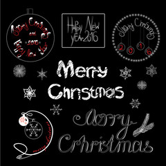 Vintage Merry Christmas And Happy New Year Calligraphic 