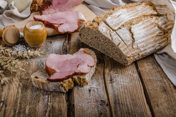 Smoked meat on homemade bread