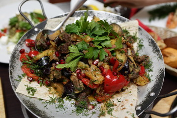 Plate with Saj kebab