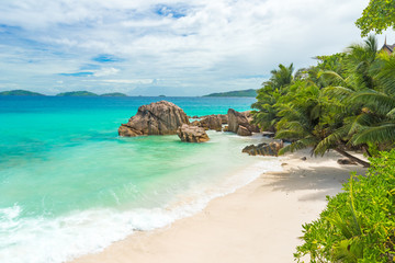 Anse Patates - tropical beach on island La Digue, Seychelles