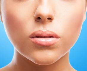 closeup of a cute young woman lips