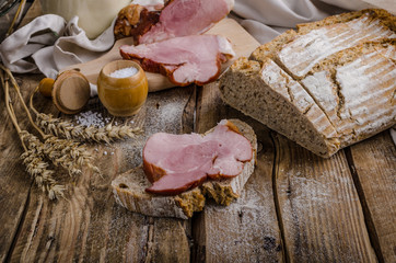 Smoked meat on homemade bread