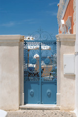 Traditional greek door on Santorini island, Greece