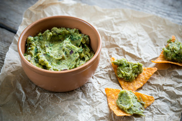Guacamole with tortilla chips