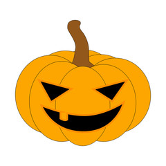 Halloween pumpkin vector illustration, Jack O Lantern  isolated on white background. Scary orange picture with eyes.