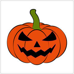 Halloween pumpkin vector illustration, Jack O Lantern  isolated on white background. Scary orange picture with eyes.