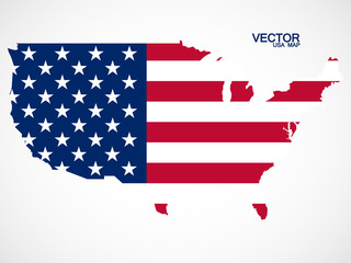 Map of United States of America with flag. Vector illustration