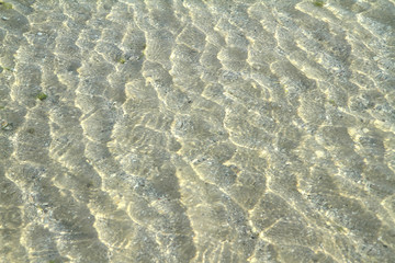 sunlight reflected through patterns of rippled sand and sea water