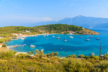 Fototapeta na wymiar A view of Posidonio bay, Samos island, Greece