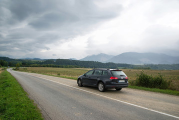 Fototapeta premium car going to Tatra mountains 