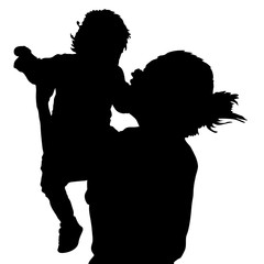 mother with daughter happy black vector