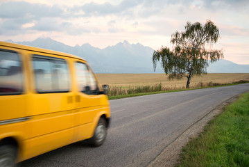car moving to High Tatra mountains
