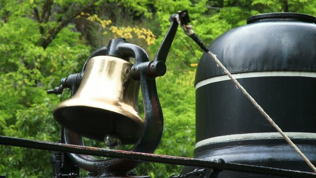 Antique train locomotive bell ringing with audio included, 4K, Ultra HD