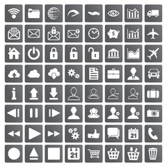 set of web, multimedia and business icons on a white background