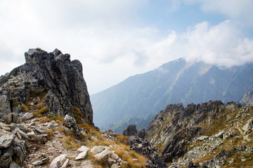 view from Lomnicke sedlo mountain peak
