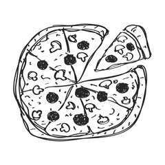 Simple doodle of a pizza - 93649221