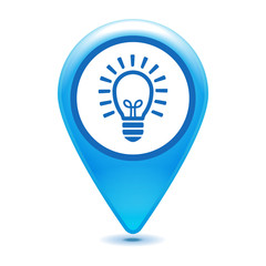 blue lamp bulb pointer icon - vector illustration