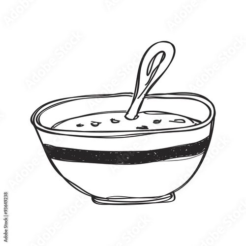 "Simple doodle of a bowl of soup" Stock image and royaltyfree vector