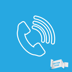 Telephone receiver vector icon - thin line art design