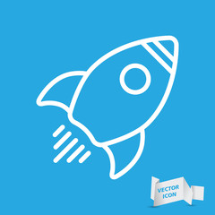 Obraz premium Linear rocket icon - vector illustration