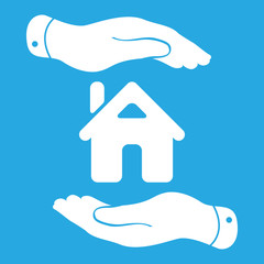 Fototapeta na wymiar caring hands icon - protecting house vector illustration