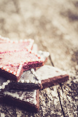 wooden texture christmas cookies