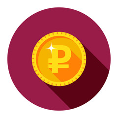 Vector gold coin. The flat style.