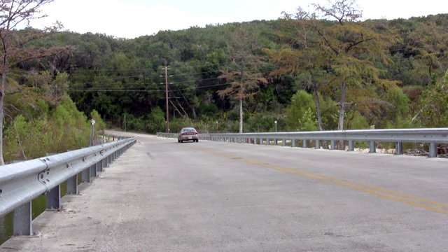 Road bridge car crossing away HD