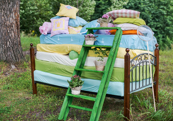 The Princess and the pea wedding decorations.
