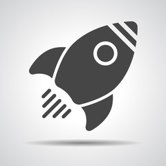 Obraz premium Black flat rocket icon - vector illustration